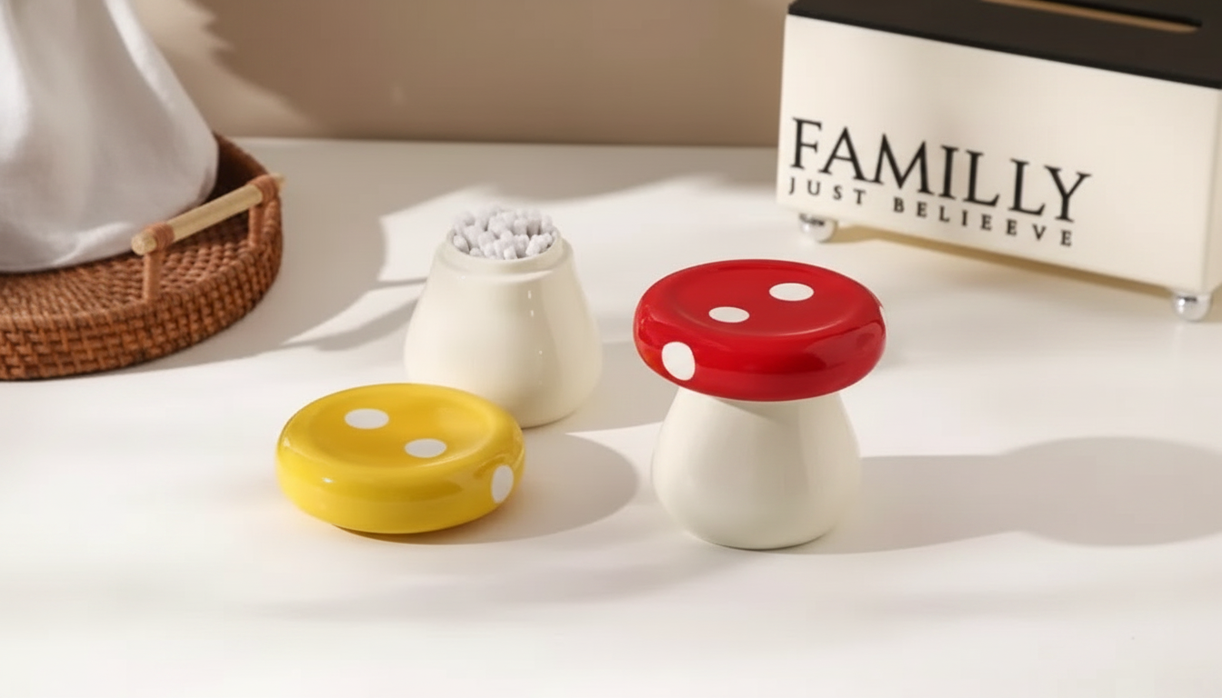 Mushroom Ceramic Toothpick Box: Cute Lid, Less Clutter
