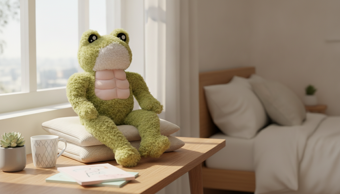 Cute Kawaii Plush Frog: Giftable Desk & Bed Buddy