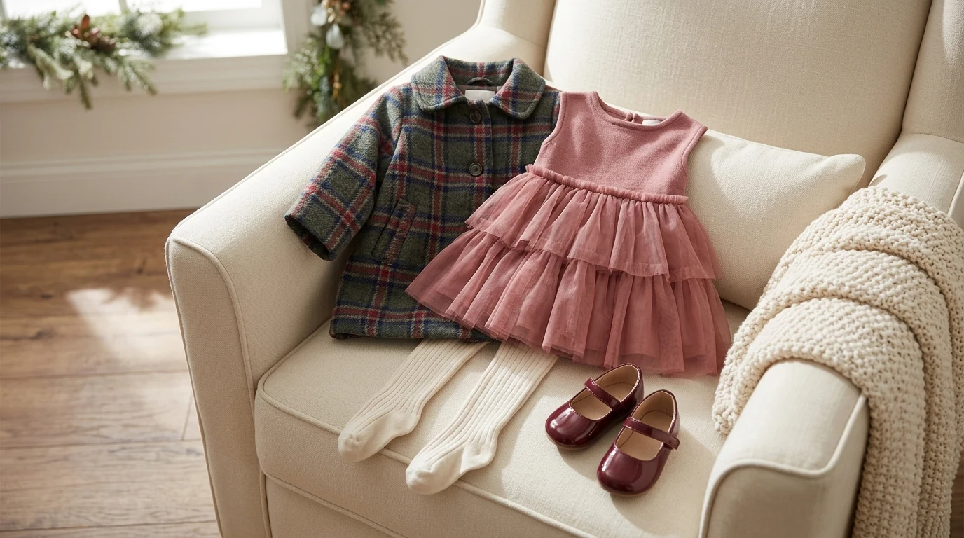 Plaid Coat & Tutu Dress Set for Baby Girls: Party Ready