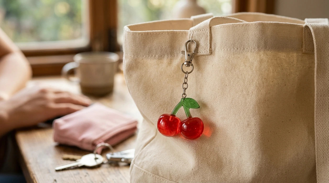Candy-Color Cherry Resin Keychain Charm: Cute Bag Upgrade