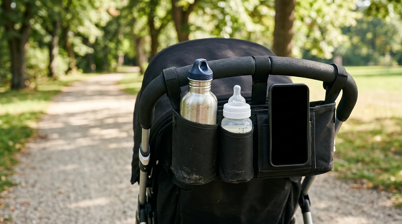 Stroller Cup & Phone Holder That Converts to Dual Bottles