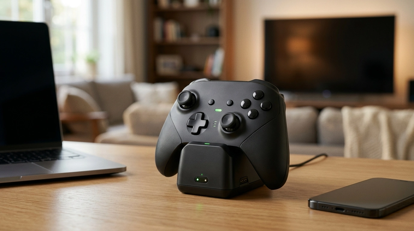 Hall-Effect Wireless Gamepad: Cross-Platform & Dock