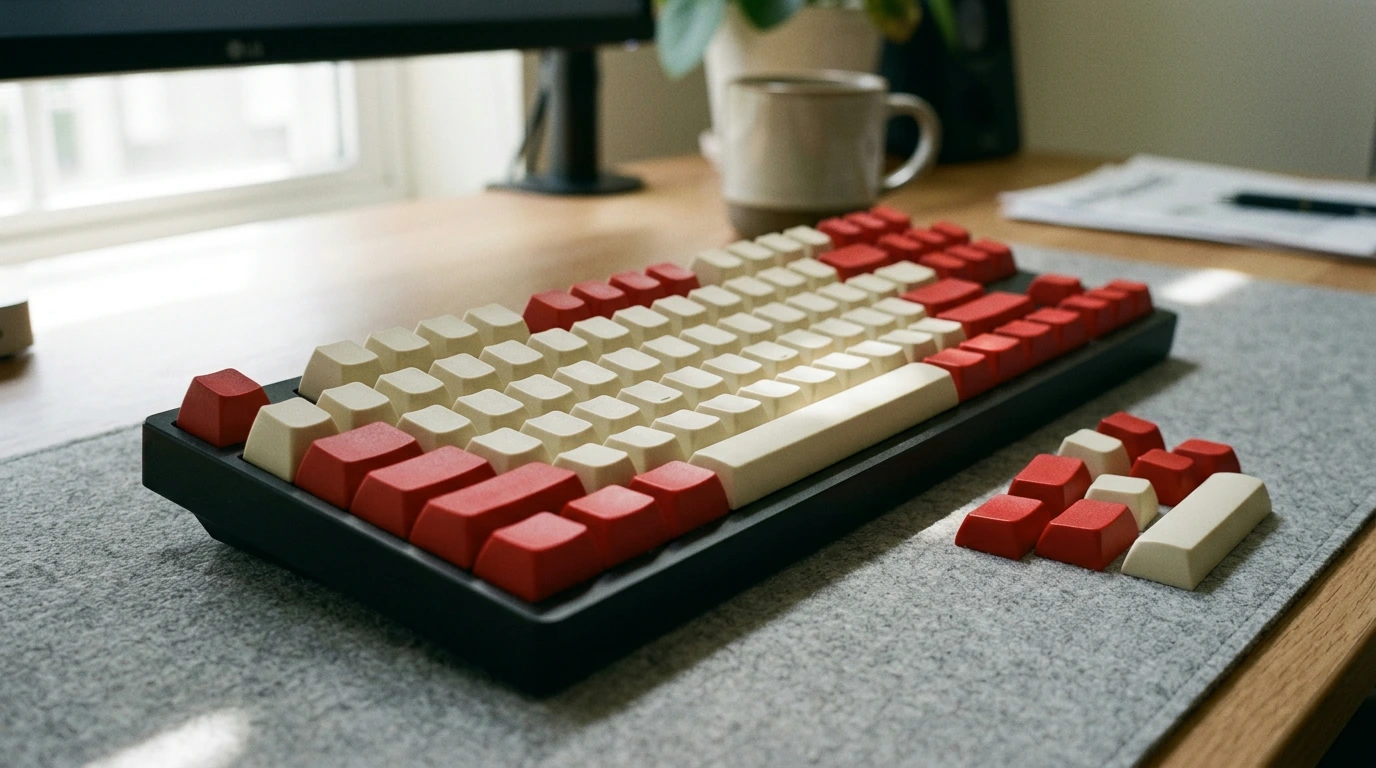 Red Lipstick HOA PBT Keycaps: 128-Key Double-Shot Set